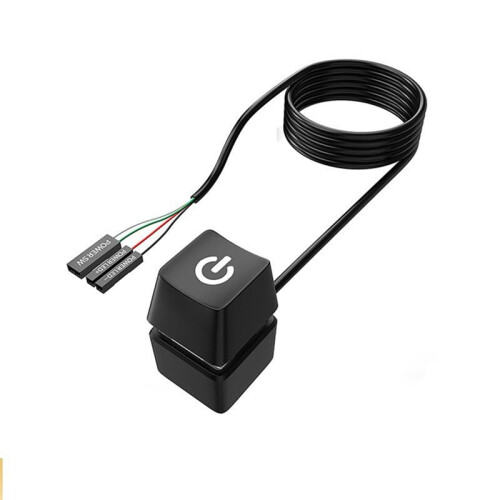 LED Light Computer Desktop  PC Motherboard External Start Power Button Extension Cable for Home Office 5M Black 1