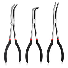 3Pcs 11 Inch Needle Nose Pliers Set 25 Bent Nose Pliers 45 Bent Nose Pliers 90 Bent Nose Pliers for Hardware Bending