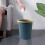 Small Slim Round Plastic Trash Can for Bathroom, Kitchen, Dorm, Office – Dark Blue, Compact Design 1