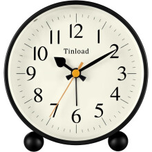 4.5" Vintage Retro Analog Alarm Clock, Super Silent, Manual Light & Snooze, Battery Operated, Compatible with Bedroom/Desk (Black)