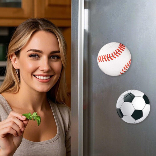 Glass refrigerator magnet ball-themed 1 piece 2