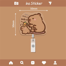 Acrylic Cartoon Capybara Badge Reel Retractable Alligator Clip ID Card Holder for Nurse Doctor Office Worker Teacher Student