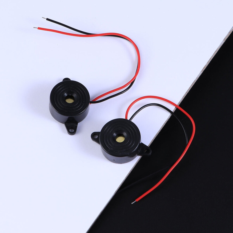 2Pcs -24V 85Db Small Enclosed Electronic Buzzer Alarm With Wires (Black) 9180435434661
