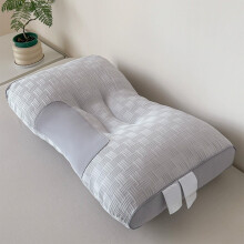 Oreiller cervical lavable et épais, cœur en polyester, respirant et doux pour la peau, 42 x 70 cm, blanc/gris/rose – Idéal pour les personnes