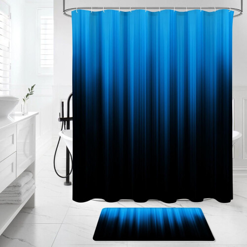 4 Piece Striped Gradient Waterproof Polyester Bathroom Set, Gradient Gothic Abstract Bathroom Decor Set Accessories 2