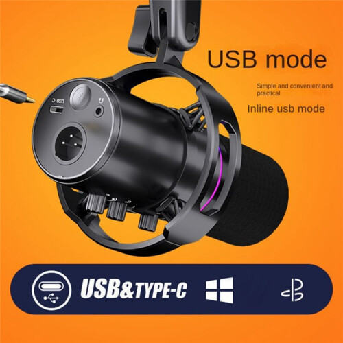 XLR USB Dynamic Microphone with Dubbing Recording Stent for Connection Sound Card Computer Live Singing Game 2