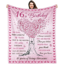 Sweet16Gifts für Mädchen – 76 x 102 cm Geburtstagsdecke, Dekoration & Erinnerungsstück für 16-Jährige (auch für Teenager geeignet)
