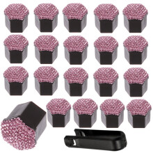 20 buc capace de roată auto, capace decorative cu diamant strălucitor, accesorii auto, protecție pentru șuruburi de anvelope, 17 mm, roz