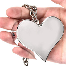 130DB Heart Shaped Security Alarm Keychain Silver Self Defense Emergency Siren