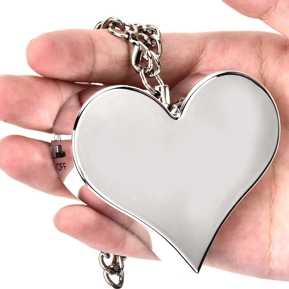 130Db Heart Shaped Security Alarm Keychain Silver Self Defense Emergency Siren 8771391625876