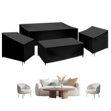 Ensemble de 4 housses imperméables Oxford pour mobilier de jardin avec cordon de serrage – Compatibles avec canapé, table et chaises –