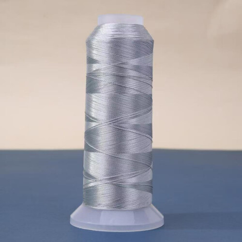 DIY Handcrafted Ice Silk Fringe Thread Specifications: 150D/2-ply, 0.2mm Diameter, 1900m/Roll, Light Grey