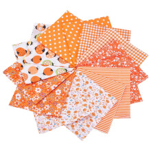 14Pcs Cotton Craft Fabric 7 Styles Square Orange Sewing Tissue to Patchwork Floral Pattern Sewing Quilting for DIY Festive Decorations 25cmx25cm