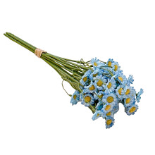 Blue Artificial Chamomile Bouquet, 6 Stems Fake Flowers for Home Decoration, Plastic Floral Arrangement for Vase, 5.51x3.74x3.93 in