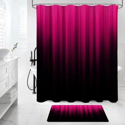 4 Piece Striped Gradient Waterproof Polyester Bathroom Set, Gradient Gothic Abstract Bathroom Decor Set Accessories 2