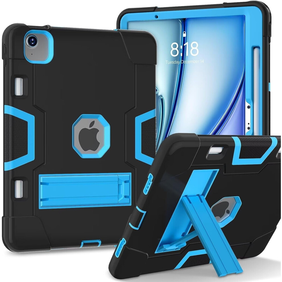Soatuto Case For Ipad Air 13" M3/M2 (2025/2024), Built-In Pencil Holder, Shockproof Rugged Protective Case () Black/Blue 9426043953577