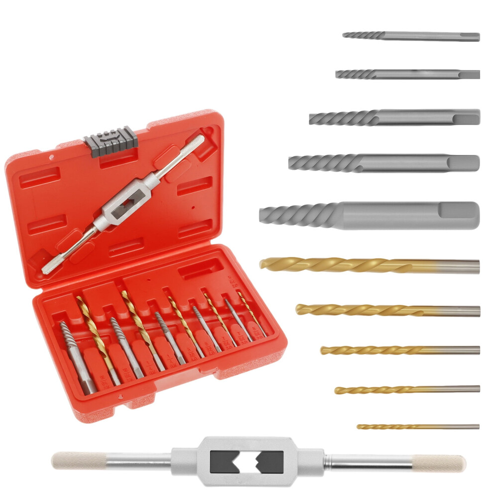 11 Pcs Screw Extractor Set Alloy Steel Broken Bolt Extractor Kit With Tap Wrench For Removing Stripped Screw And Broken Bolt 9405492470316