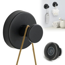 Ganchos de acero inoxidable con ventosa para ducha: impermeables, sin necesidad de taladrar, reutilizables y extraíbles (1 unidad, color plata).