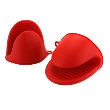 Mini maniques en silicone, résistantes à la chaleur, antidérapantes, faciles à ranger, rouge vif, 11 x 8,5 cm, 1 pièce