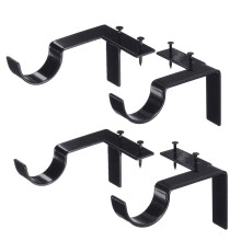Curtain Rod Holders No-Drill Black 4-Pack