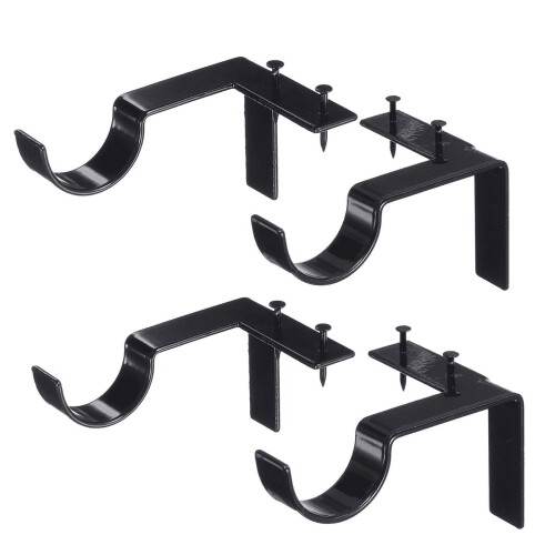 Curtain Rod Holders No-Drill Black 4-Pack