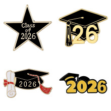 Class of 2026 Graduation Brooch Pin Set – Cap Decoration, Souvenir Gift for Students, Teachers, Men & Women – 4PCS