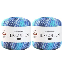 2 Rolls Multicolor Gradient Cotton Yarn (50g/Roll), Soft Knitting & Crocheting Thread for Hats, Scarves, DIY Crafts – Compatible with Standard