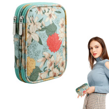 Portable Crochet Hooks Case with 19 Elastic Slots, Padded Zipper Bag for Knitting Needles, Yarn & Craft Accessories – Compatible with Lily Flower