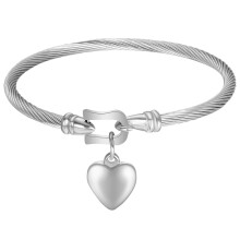 Shiny Stainless Steel Heart Pendant Charm Bracelet, Adjustable Bangle Cuff Jewelry for Women – 2PCS charm bracelet making kit