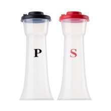 【Set of 2 Salt & Pepper Shakers】Large Plastic Seasoning Containers with Lids - Moisture Proof for Kitchen/Restaurant/Camping