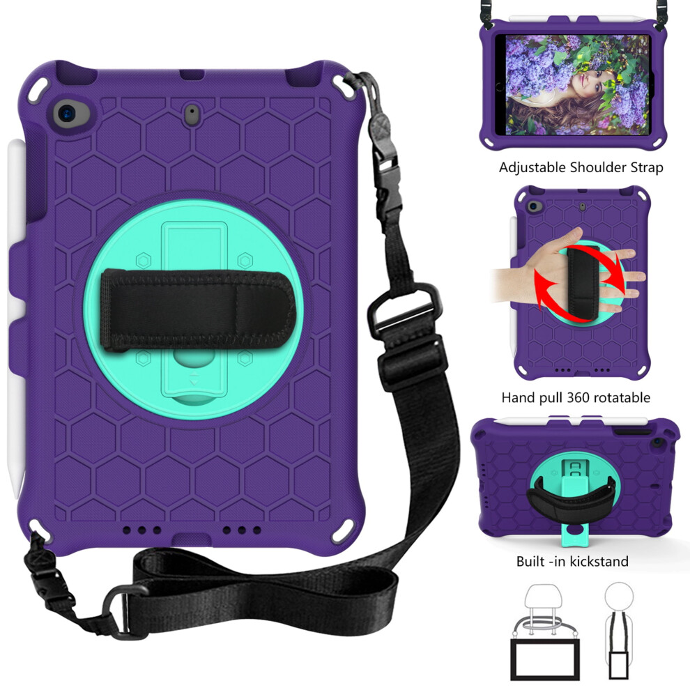 Compatible With Ipad Mini Case For Kids: 360 Rotating Kickstand, Shoulder Strap, Shockproof Silicone Cover Â Fits Ipad Mini 1-5 (7.9") 9426043953270