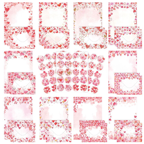 Valentine's Day Letter Set with Love Papers Envelopes and