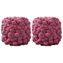 2 Rolls Soft Polyester Pom Pom Yarn (100g/Roll), Purple & Peach, for Crochet, Knitting, Weaving Blankets, Hats, Mats – Compatible with Handcraft
