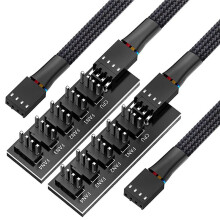 PWM Fan Hub Splitter, 4 Pin Zwart Mouwen 5 Way PC CPU Cooling Case Fan Extension Splitter Adapter Kabel 40 Cm/15.7 Inch