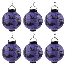6 stuks Halloween LED-papieren lantaarns – Pompoen- en spinnenontwerpen voor deuropeningen, gangen en binnenruimtes – Hangende decoratie type 3