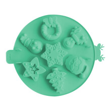 Silicone Christmas Baking Mold Making Candy Chocolate Cake Ice Cube Santa Christmas Tree Snowman Snowflake Donut Design 9 inch