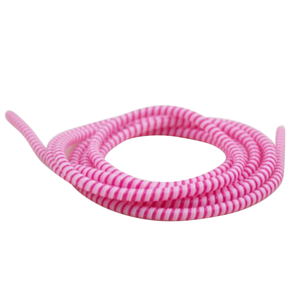 1.4M Spiral Usb Charge Cord Earphone Cable Protector Saver Cover Wire Winder,White Rose Red 9426043954857