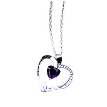 Engraved Heart Pendant Necklace for Mom – Double-Heart Alloy Design with Polished Finish, Durable & Elegant