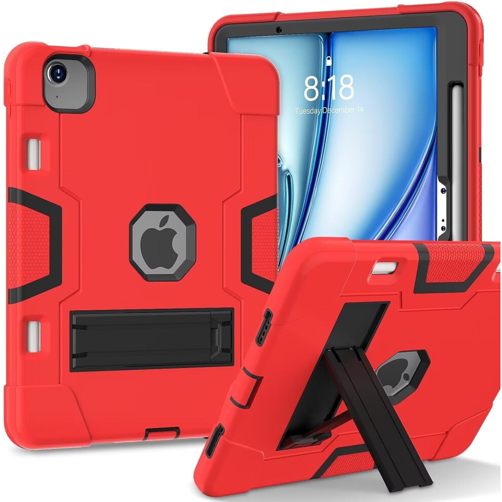 Soatuto Case For Ipad Air 13" M3/M2 (2025/2024), Built-In Pencil Holder, Shockproof Rugged Protective Case Â Red/Black 9426043952136