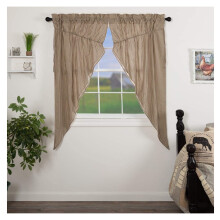 Sawyer Mill Charcoal Prairie Curtain Set Lined Drapes Farmhouse Country Striped Cotton 63 Inch Long for Living Room