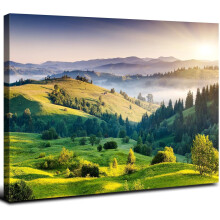 Sunrise Sunset Mountains Landscape Forest Living Room Wall Art Picture Print Photo Tropical Woodland Painting Artwork Home Bedroom Decor 12x16 Inch