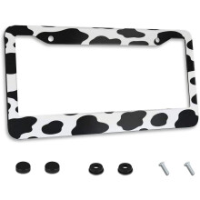 Cow Print Black Spot License Plate Frame 12x6 Inches