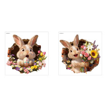 Easter Eggshell Rabbit and Flower Window Clings 2 Sheets