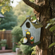 1Pc Hummingbird House Garden Courtyard Decoration, Outdoor Waterproof Bird Villa With Decorative Birds, Home Garden Patio Ornament For Bird Lovers