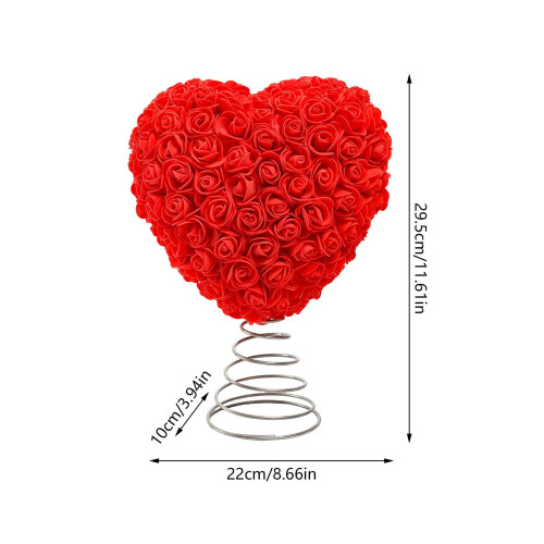 Heart Tree Topper with Artificial Rose Pink 11.61 Inch 2