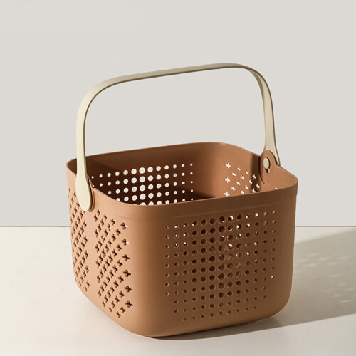 Hands Held Bath Basket, Square Plastic Storage Basket with Drainage, Thickened Material for Bathroom and Dormitory Use