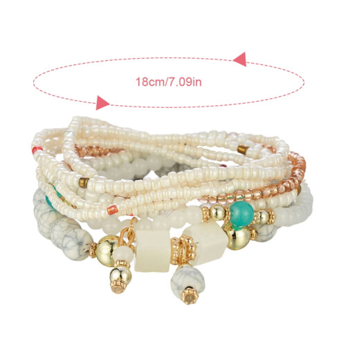 Beaded Bracelet Bohemian Multi-Layer Design Anklet Electroplated Women's Accessory 1