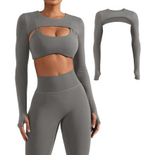 Women's Long Sleeve Crop Top Bolero Open Front Sports Shrug