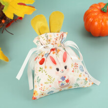 Sac à cordon lapin de Pâques avec oreilles en peluche 3D