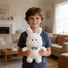 Plush Bunny Stuffed Animal Soft Fluffy Toy with Bow Tie